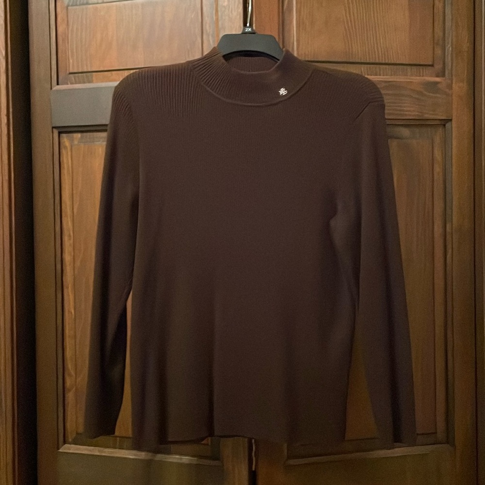 Ralph Lauren. Plus Size 2X. Brown Mock Turtleneck